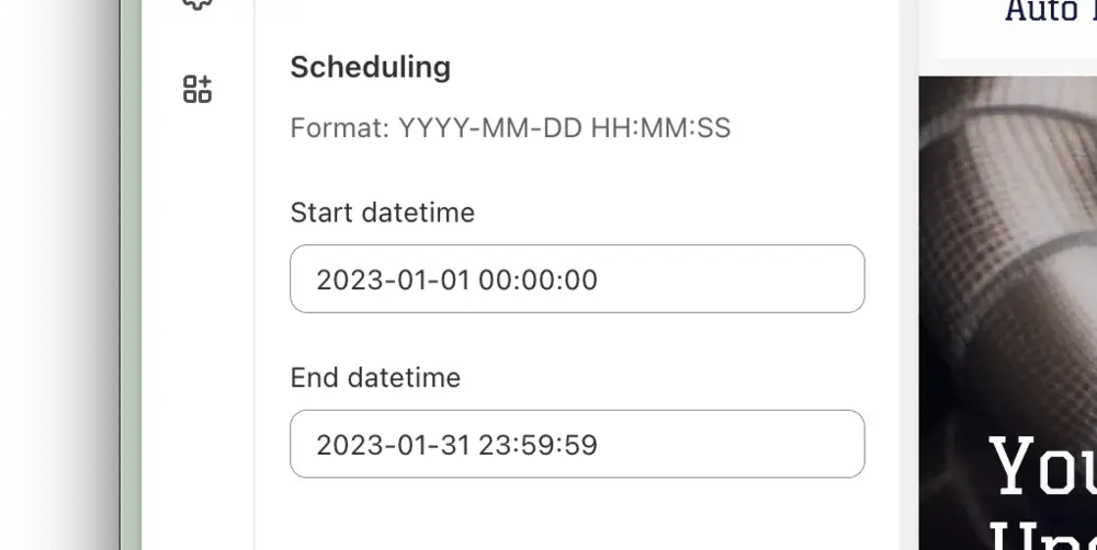 Example of a scheduled block